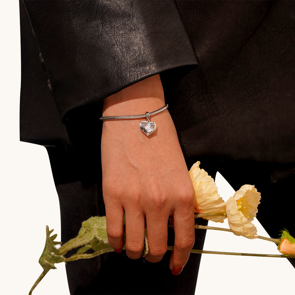 Gnoce "She believed she could so she did" Purple Butterfly Heart Pendant Dangle Charm_6