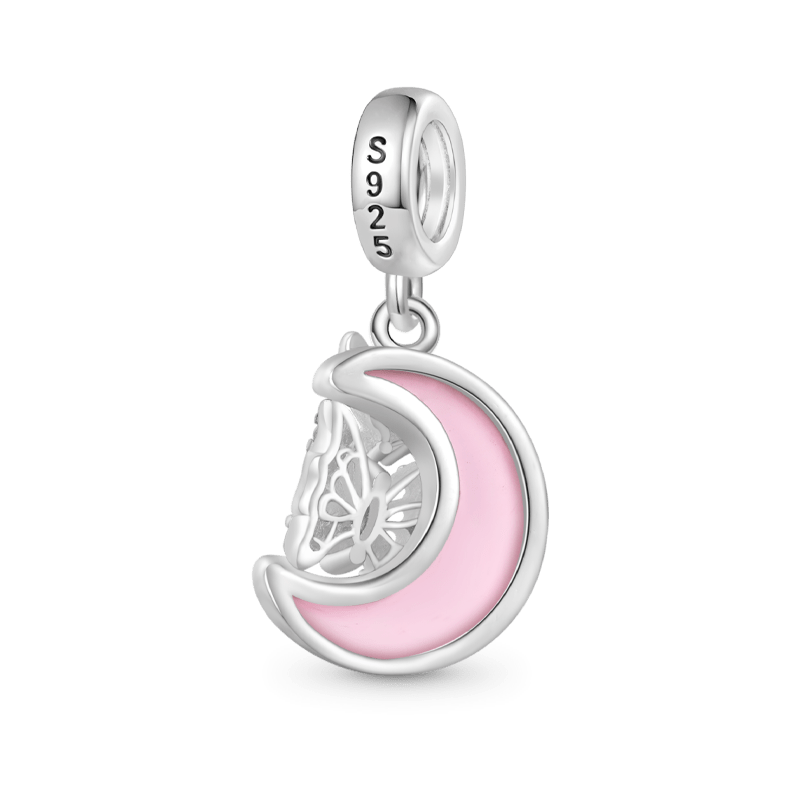Gnoce Pink Butterfly on the Moon Pendant Dangle Charm_2