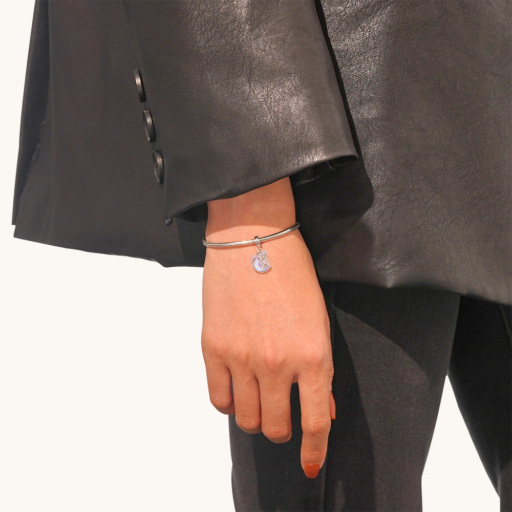 Gnoce Pink Butterfly on the Moon Pendant Dangle Charm_6