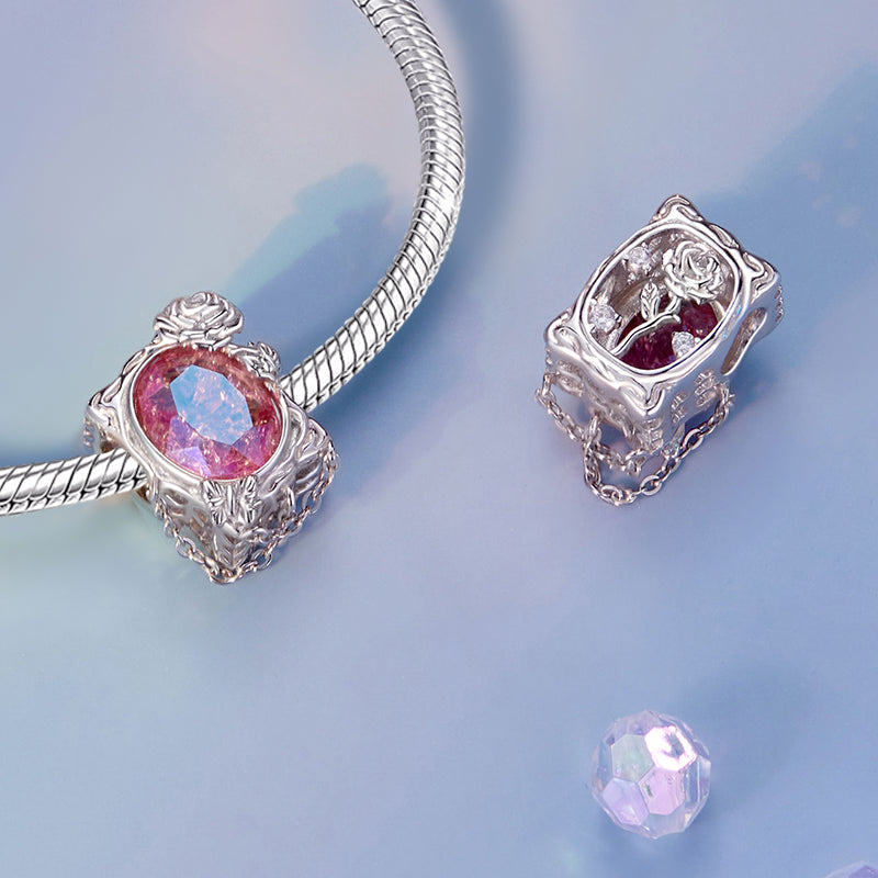 Gnoce Pink Rose Painting Charm_2