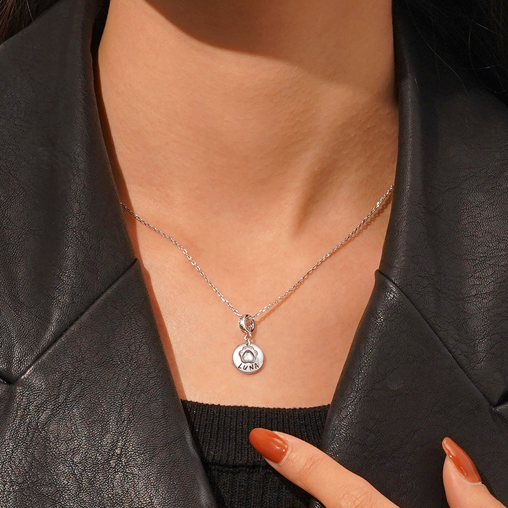 Gnoce Engravable Moonstone Pet Paws Pendant Dangle Charm_5