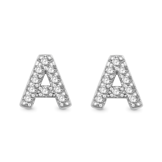 Gnoce Personalized Diamond Initial Letter Stud Earrings_1