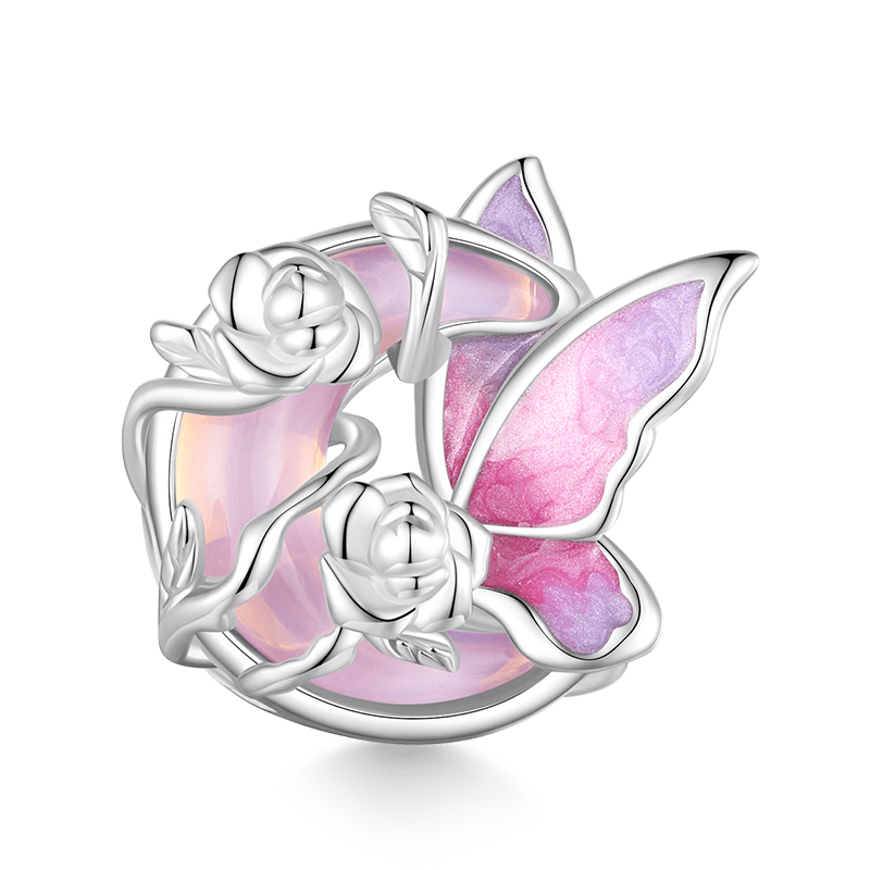 Gnoce Pink Butterfly Moon Rose Charm_1