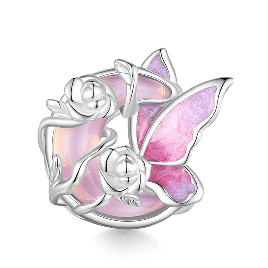 Gnoce Pink Butterfly Moon Rose Charm_1