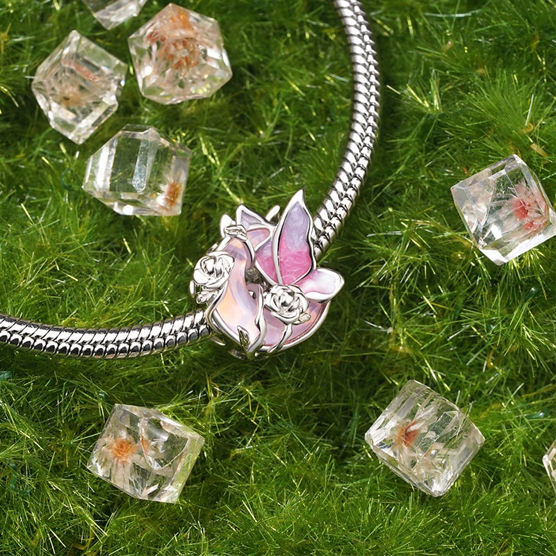 Gnoce Pink Butterfly Moon Rose Charm_4