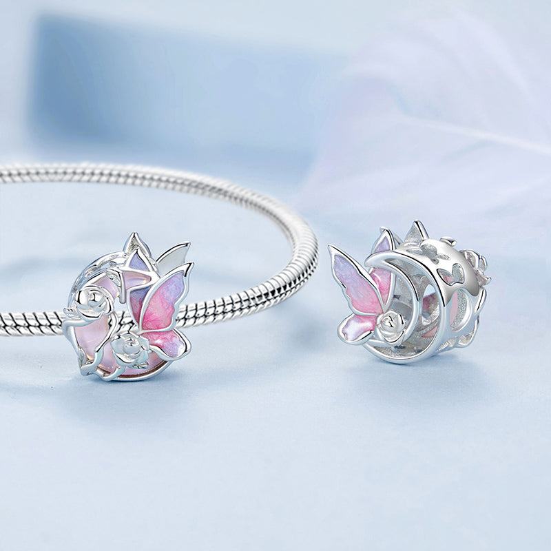 Gnoce Pink Butterfly Moon Rose Charm_3