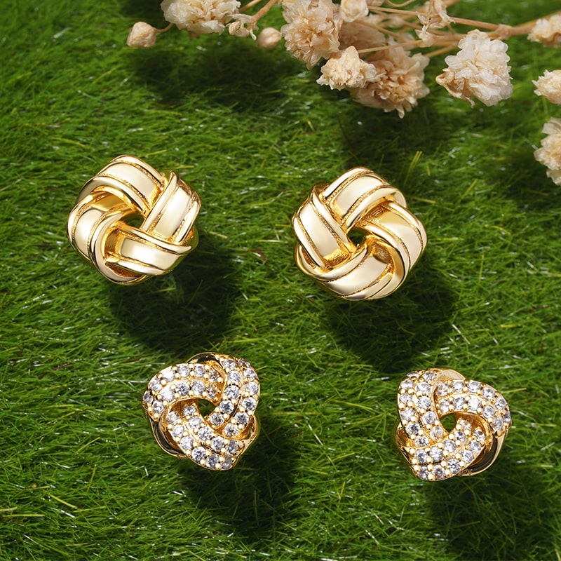 Gnoce Diamond Love Knot Stud Earrings_5
