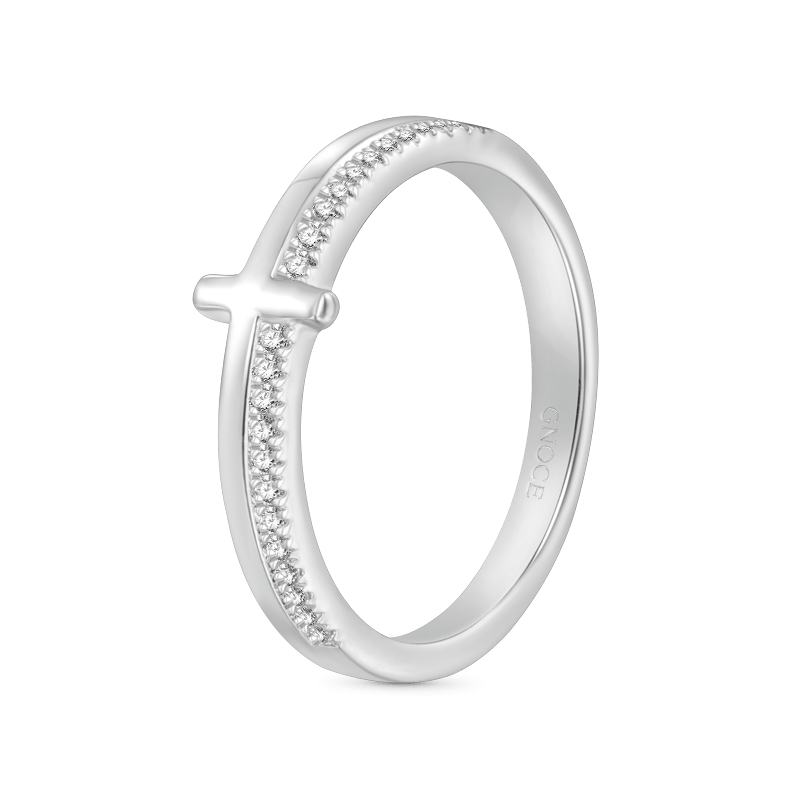 Gnoce Petite Cross Silver Band Ring_2