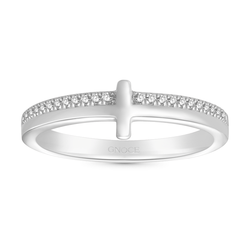 Gnoce Petite Cross Silver Band Ring_1