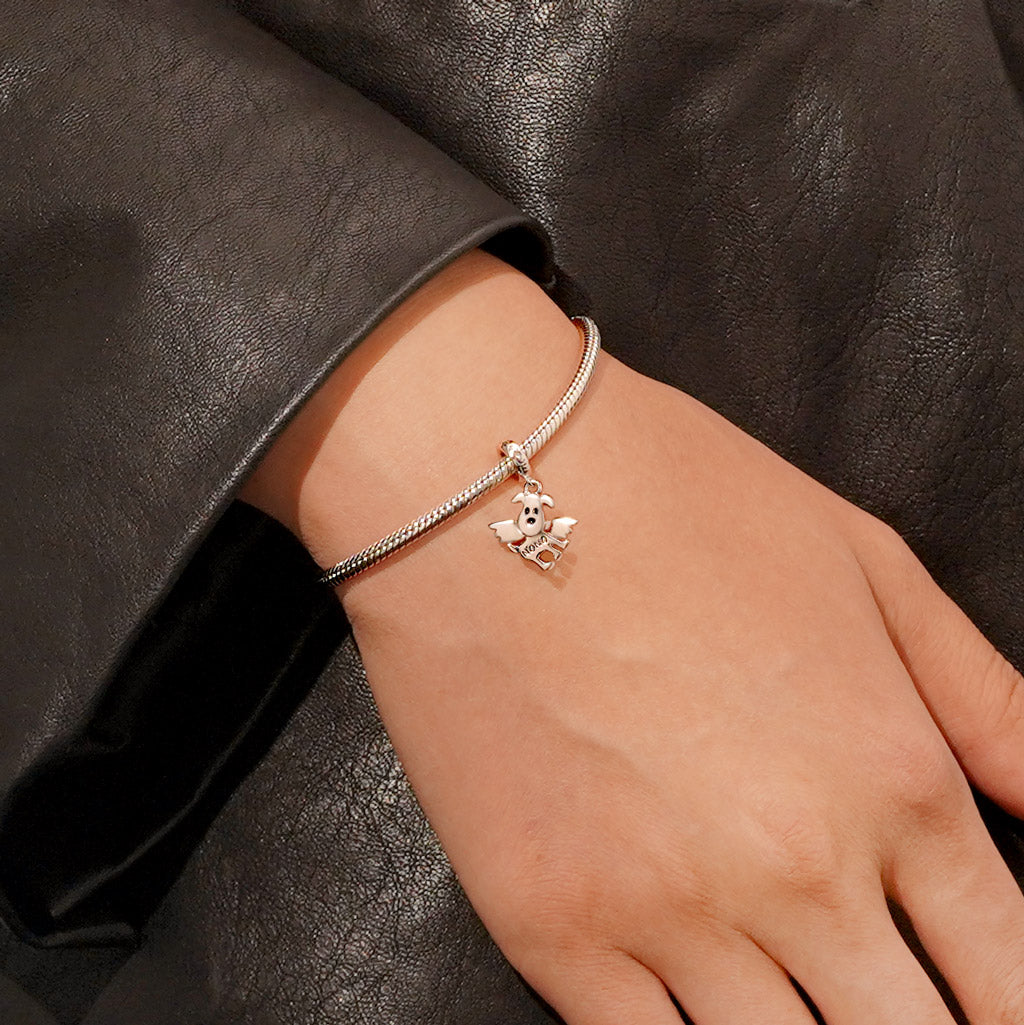 Gnoce Rotating Joint Engravable Puppy Pendant Dangle Charm_6