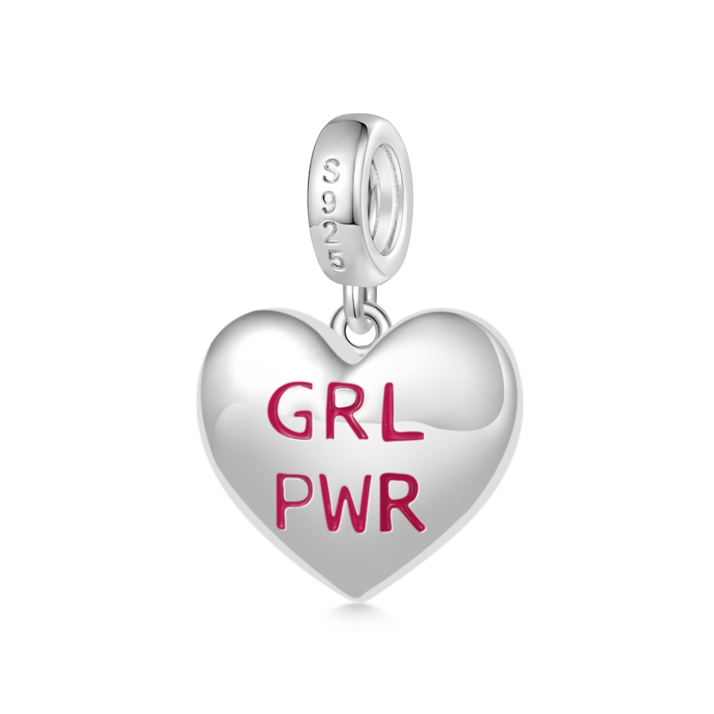 Gnoce Pink Heart Girl Power Pendant Dangle Charm_2