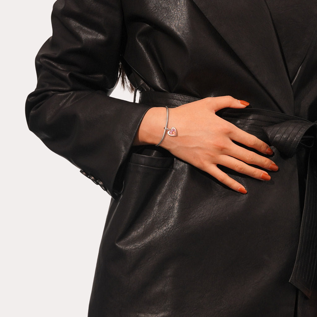 Gnoce Pink Heart Girl Power Pendant Dangle Charm_6