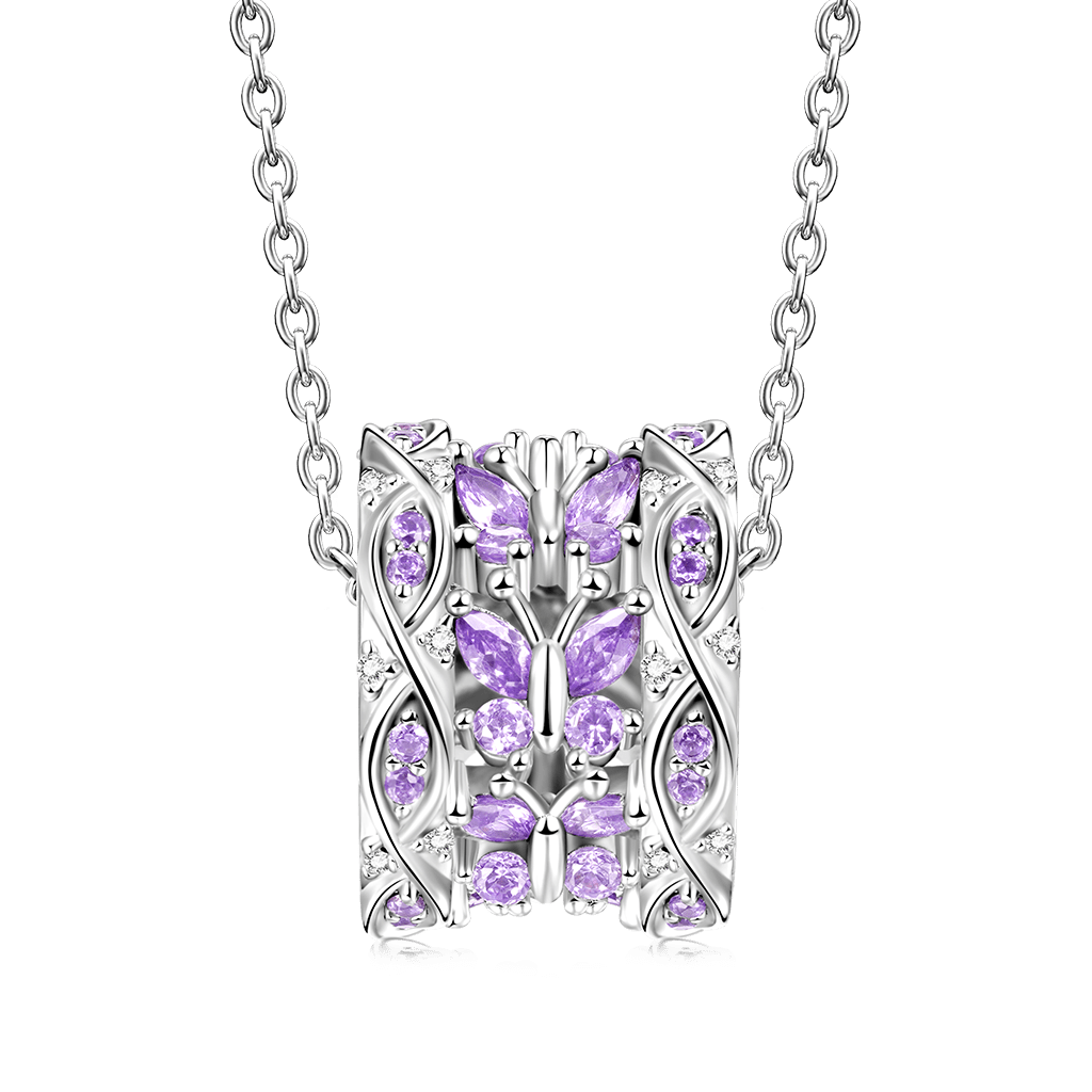 Gnoce Purple Butterfly Pendant Necklace_2