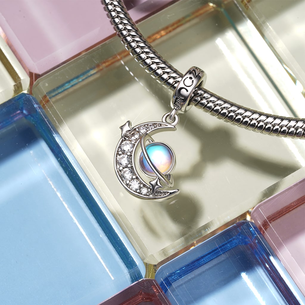 Gnoce Galaxy Crescent Moon Pendant Dangle Charm_3