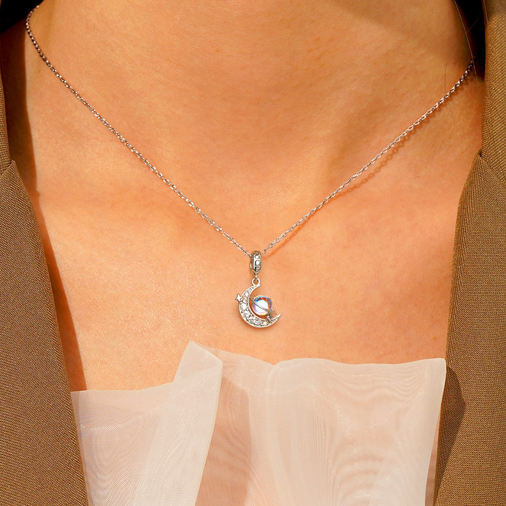 Gnoce Galaxy Crescent Moon Pendant Dangle Charm_5