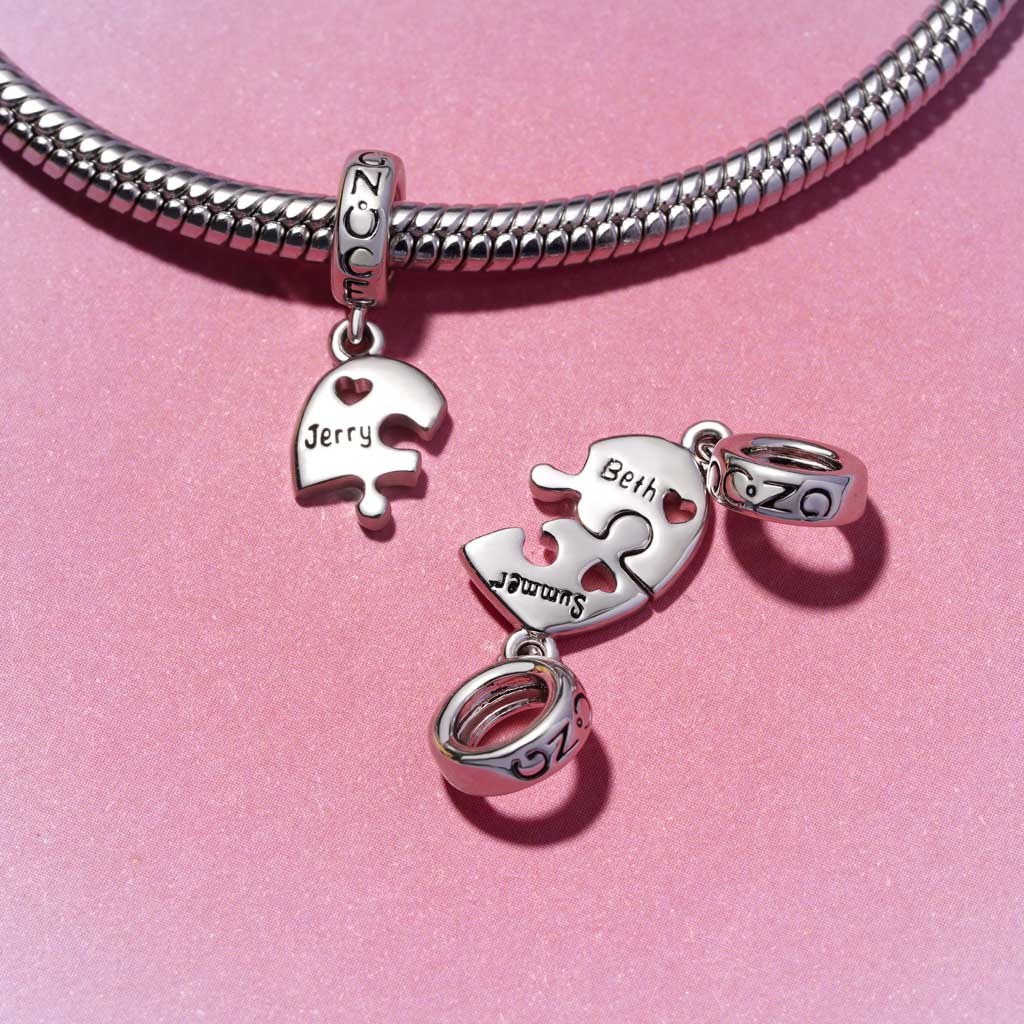Gnoce Engravable Jigsaw Love Pendant Dangle Charm_5