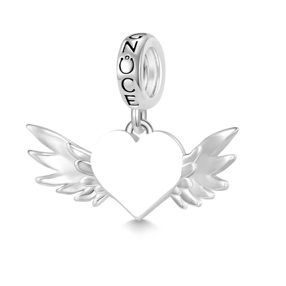 Gnoce Engravable Love Wings Pendant Dangle Charm