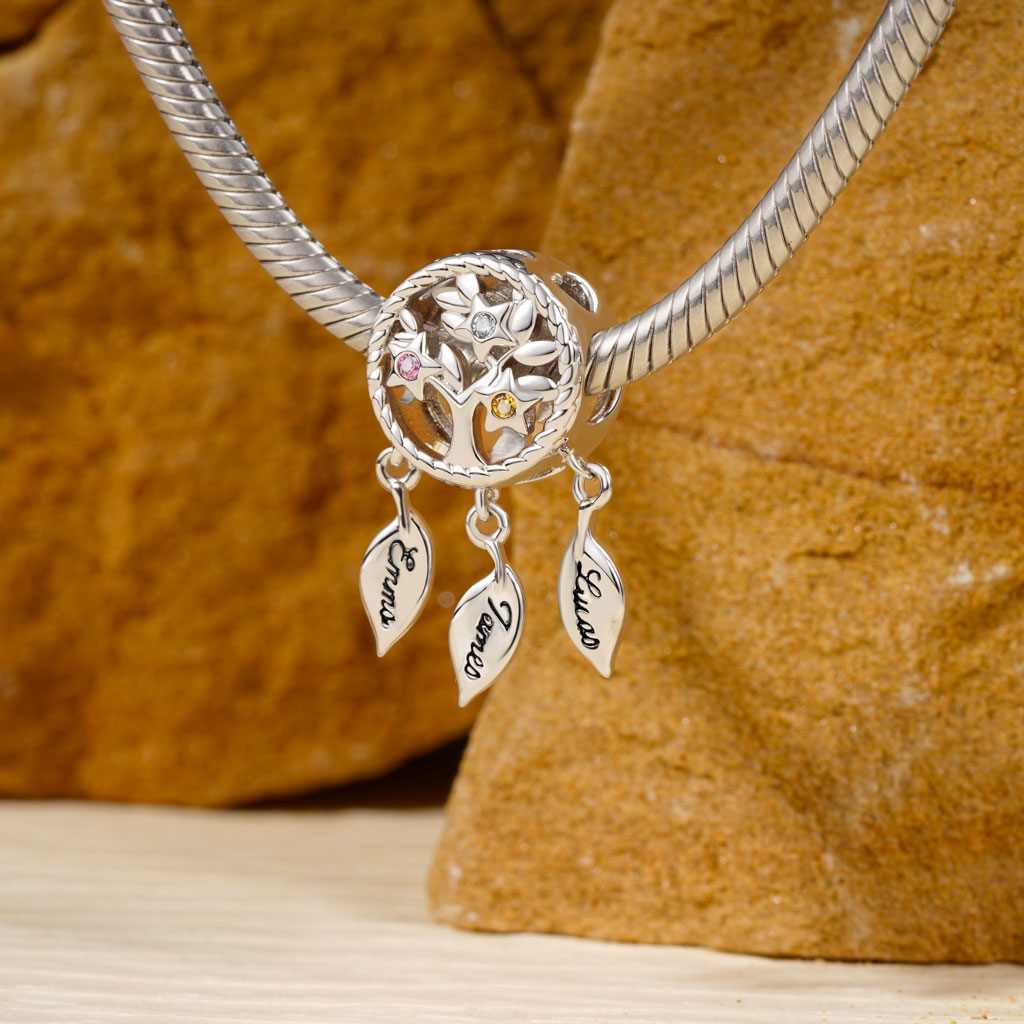 Gnoce Engravable Dream Catcher Tree of Life Birthstone Charm_5
