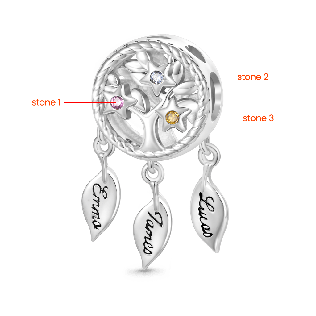 Gnoce Engravable Dream Catcher Tree of Life Birthstone Charm_3