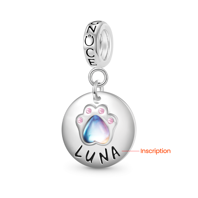 Gnoce Engravable Moonstone Pet Paws Pendant Dangle Charm_2