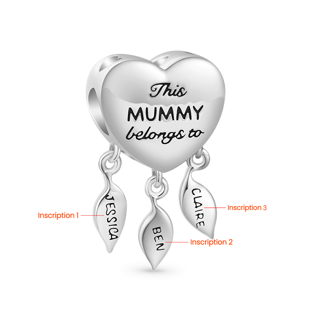 Gnoce "This MUMMY belongs to" Engravable Glow-in-the-Dark Heart Dream Catcher Charm_3