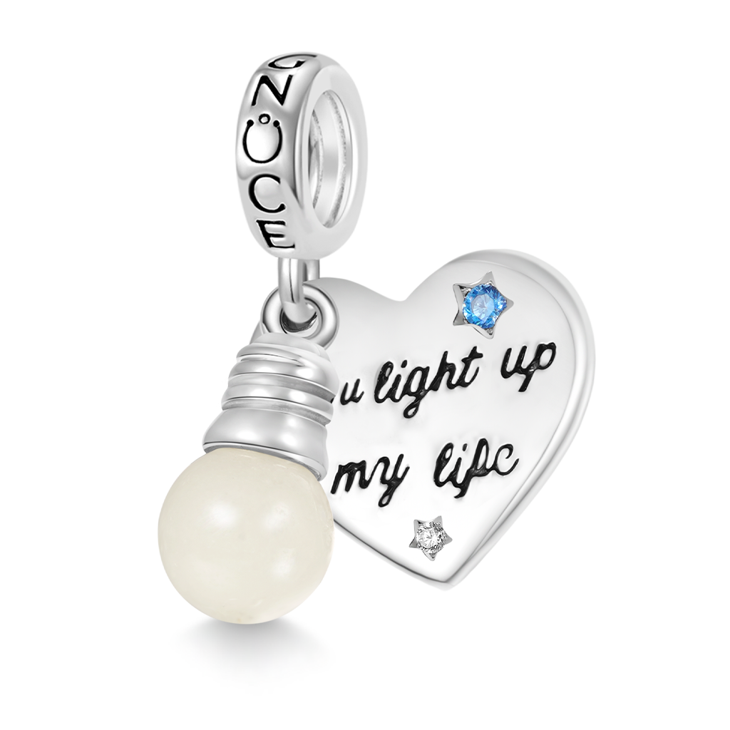Gnoce "You light up my life" Light Bulb Glow-in-the-Dark Pendant Dangle Charm_2