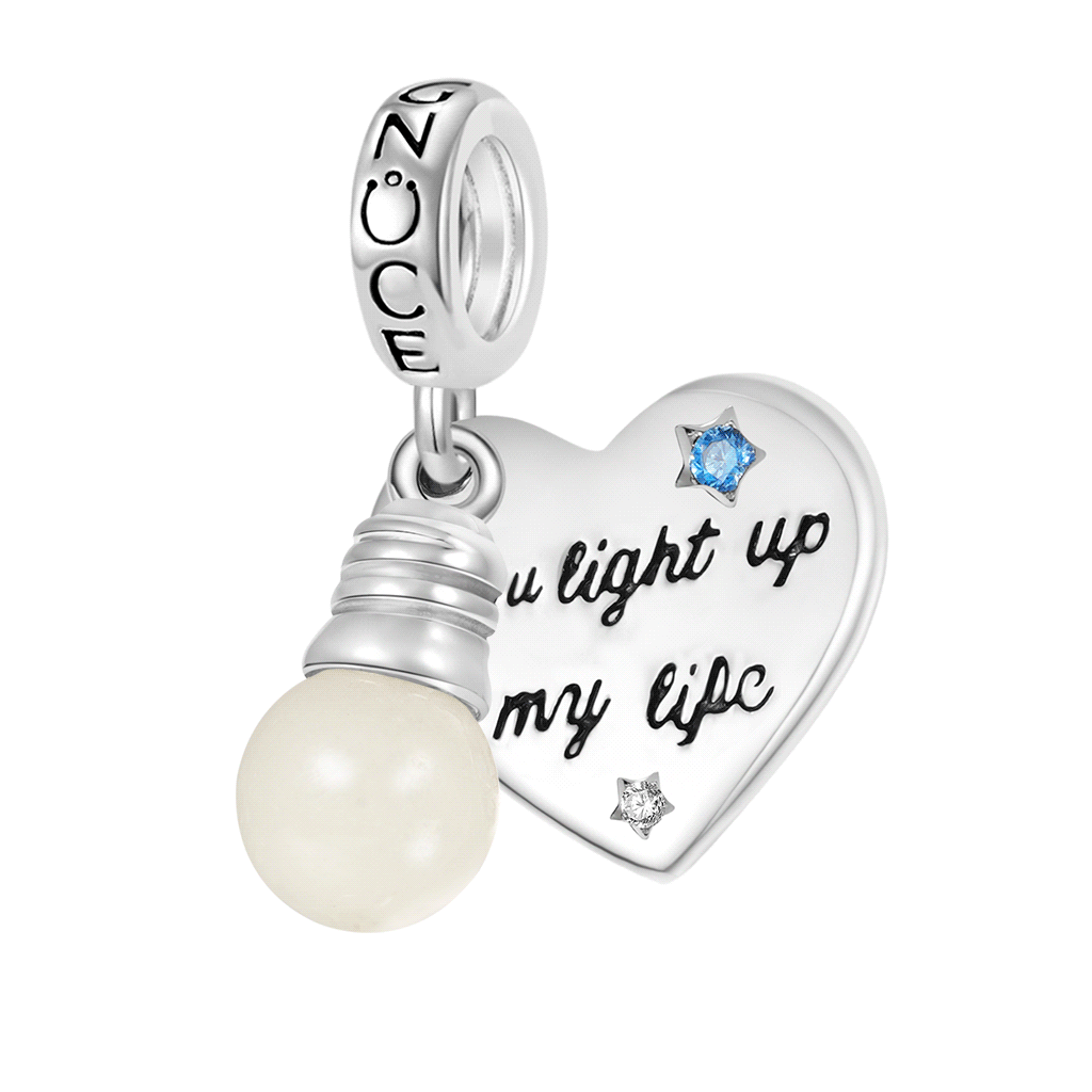 Gnoce "You light up my life" Light Bulb Glow-in-the-Dark Pendant Dangle Charm_1
