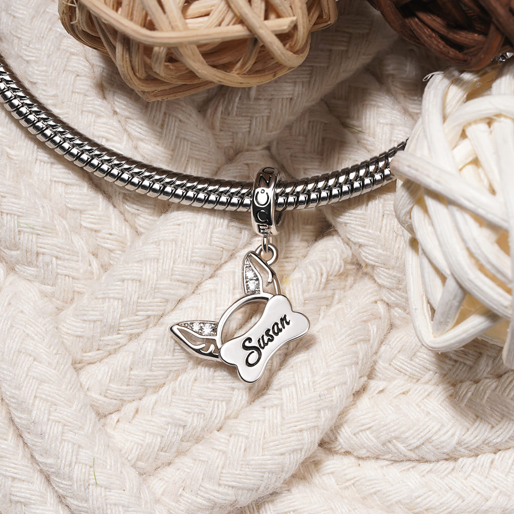 Gnoce Engravable Pet Ears Pendant Dangle Charm_4