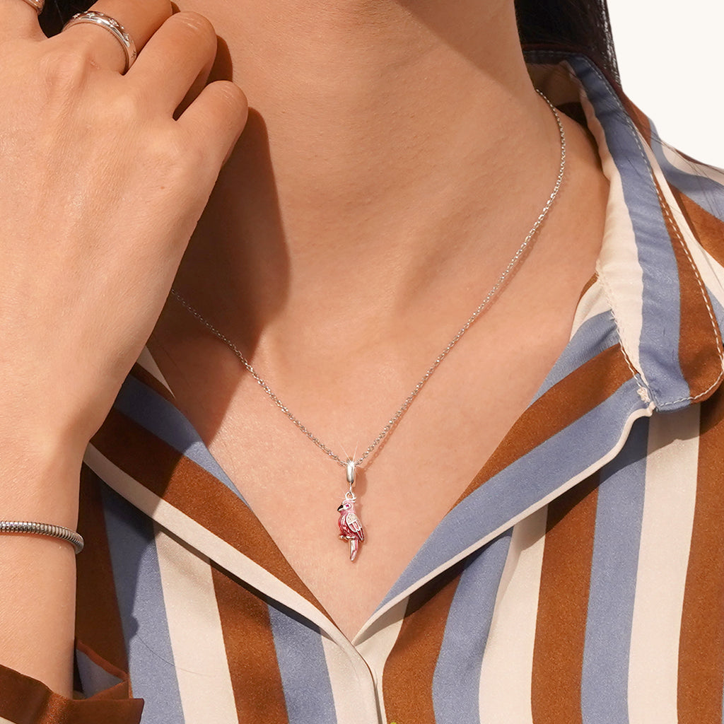 Gnoce Delicate Pink Parrot Pendant Dangle Charm_4