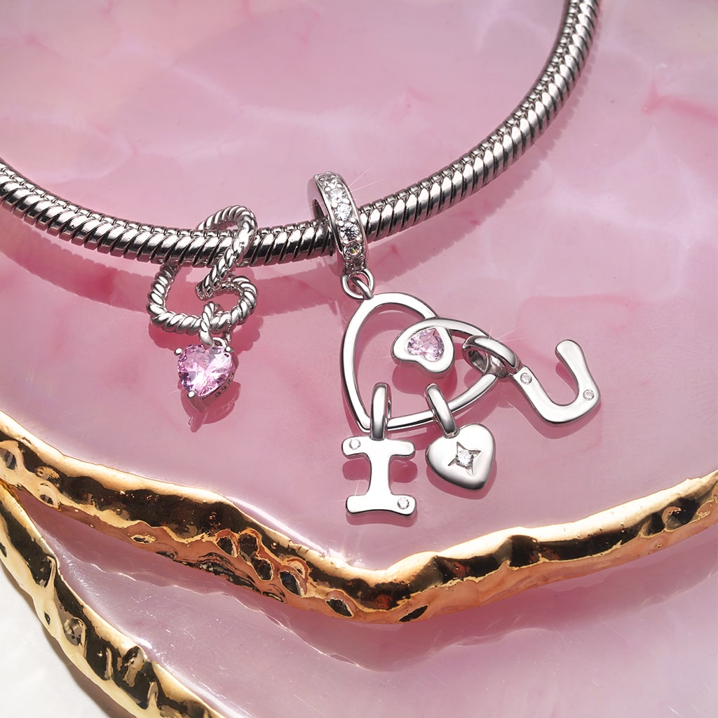 Gnoce Valentine Letter Love Heart Pendant Dangle Charm_2