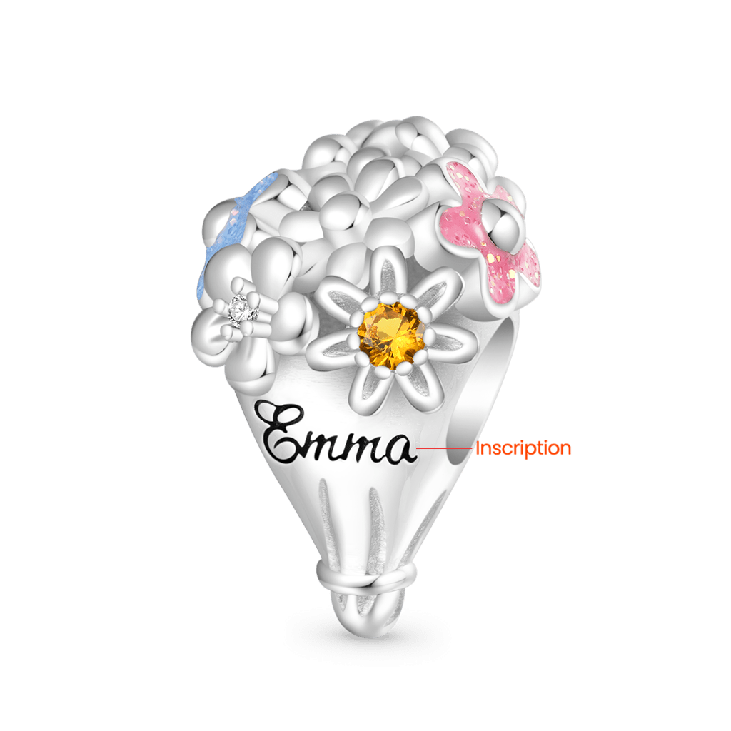 Gnoce Engravable Flowers Bouquet Charm_2