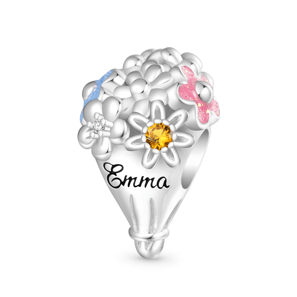 Gnoce Engravable Flowers Bouquet Charm_1