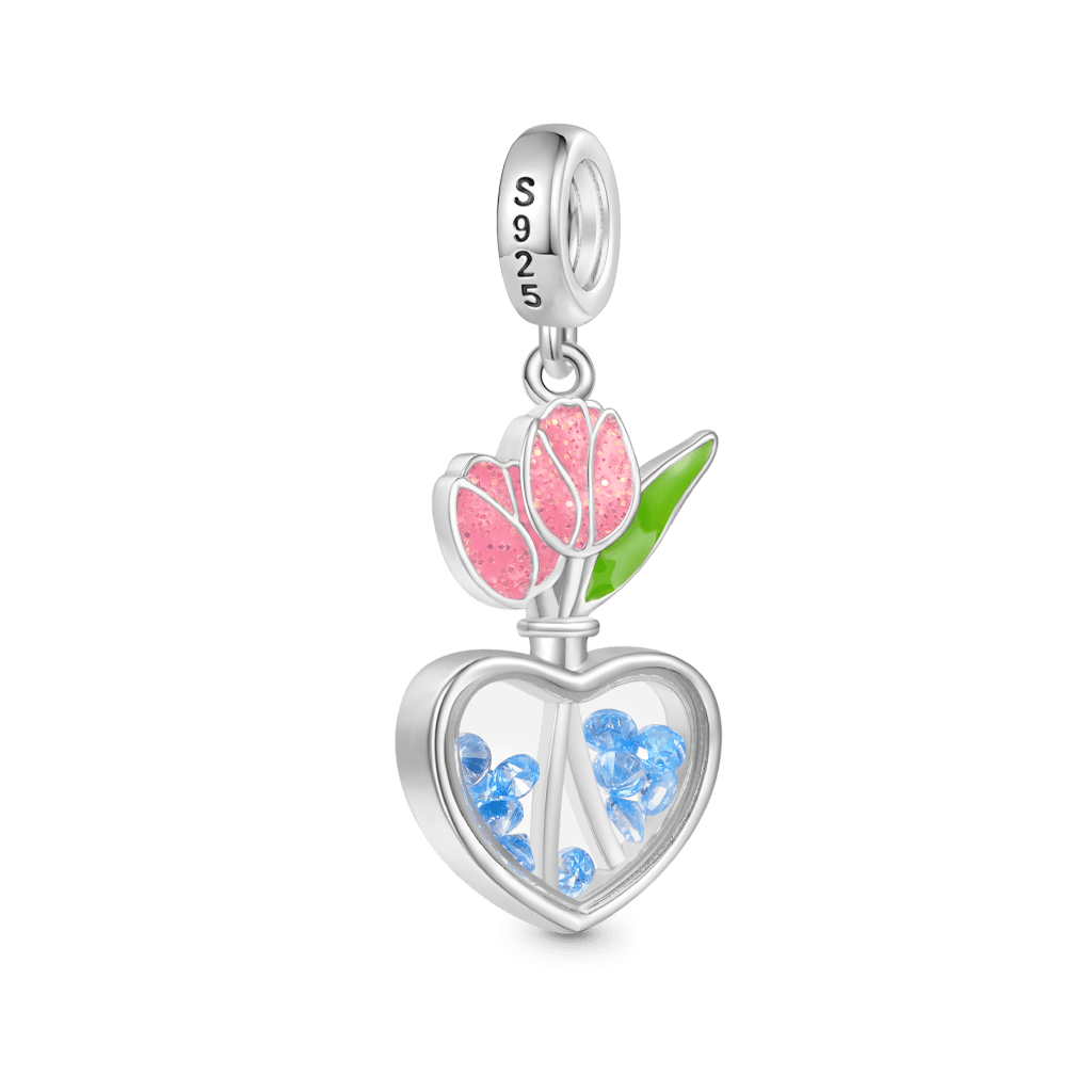 Gnoce Tulip Heart Pendant Dangle Charm_2