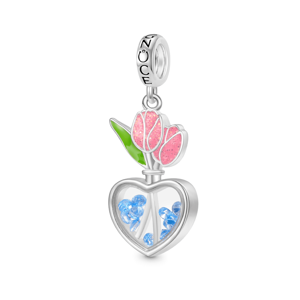 Gnoce Tulip Heart Pendant Dangle Charm_1