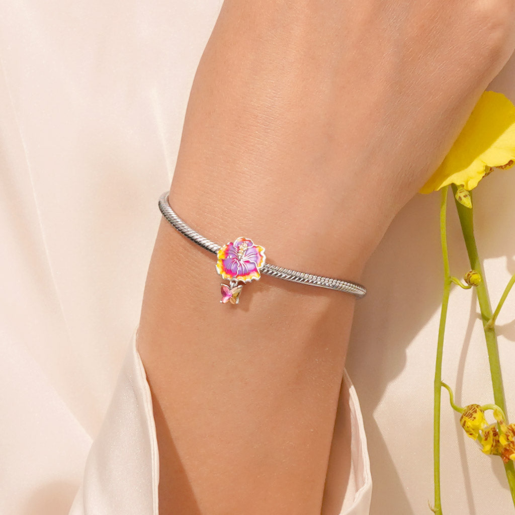 Gnoce Red Hibiscus Flower Charm_5