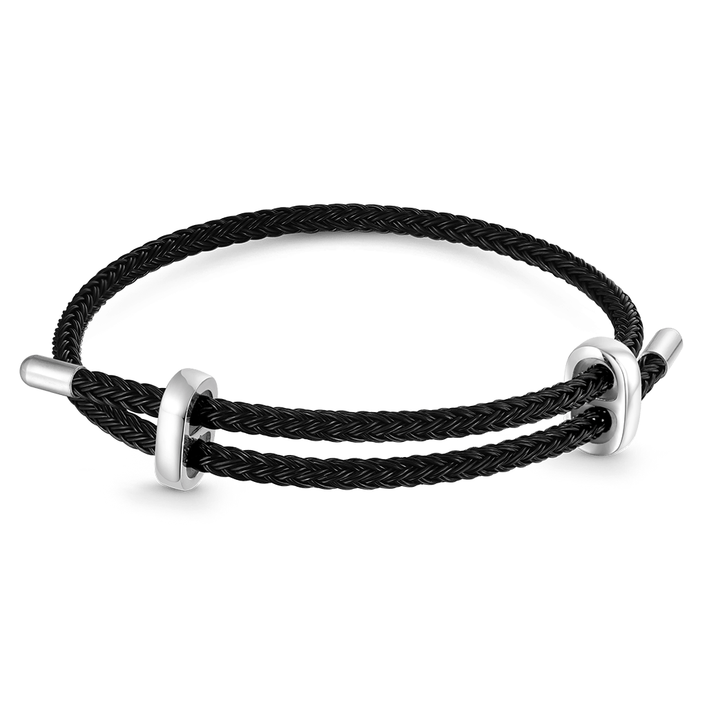 Gnoce Adjustable Black Basic Bracelet with 2 Pc Stoppers_1