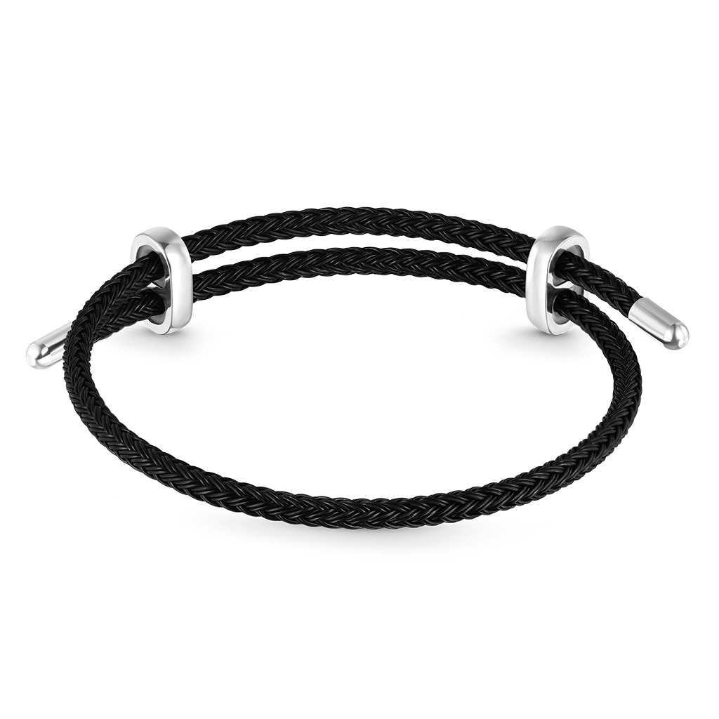 Gnoce Adjustable Black Basic Bracelet with 2 Pc Stoppers_2