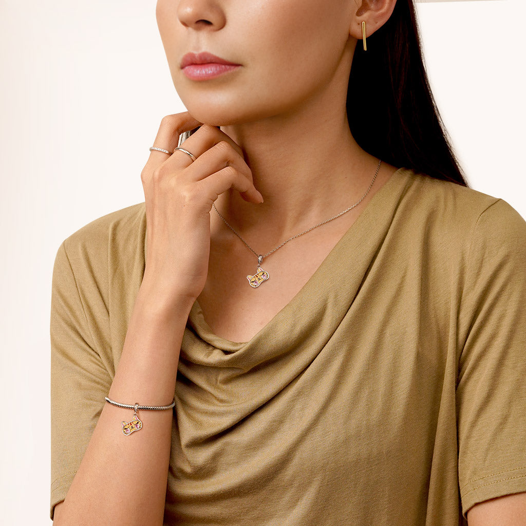 Gnoce Cat Eye Mask Pendant Dangle Charm_4