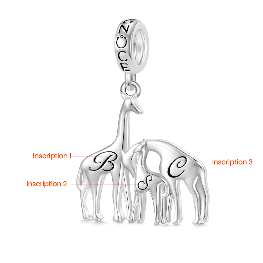 Gnoce Engravable Letter Giraffe Family Pendant Dangle Charm_2