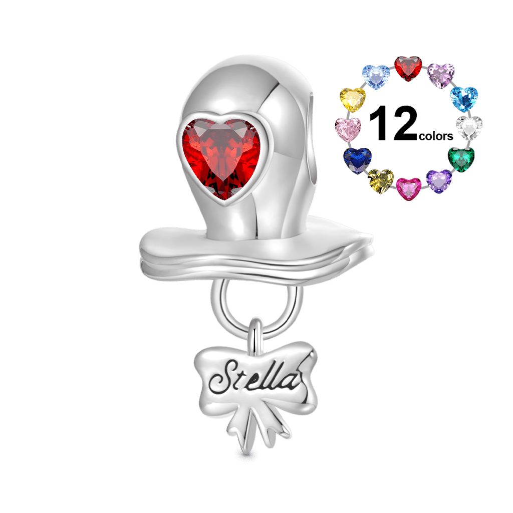 Gnoce Engravable Birthstone Baby Pacifier Charm_1