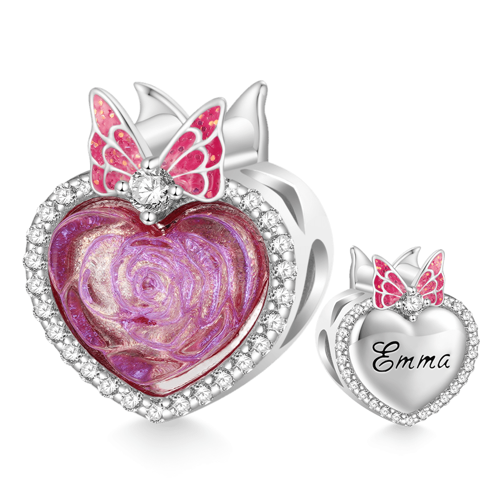 Gnoce Engravable Heart Pink Rose Charm_1