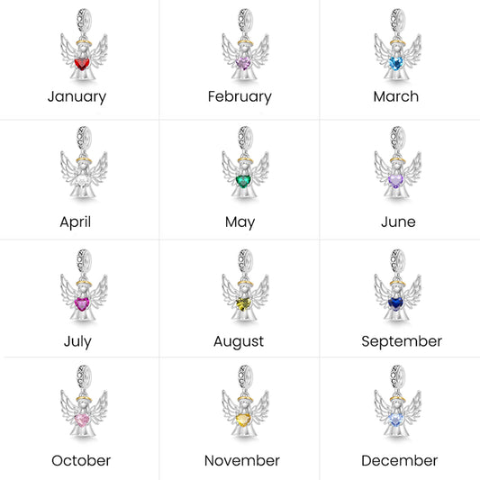 Gnoce Angel Wings Embraces Heart Birthstone Charm_7