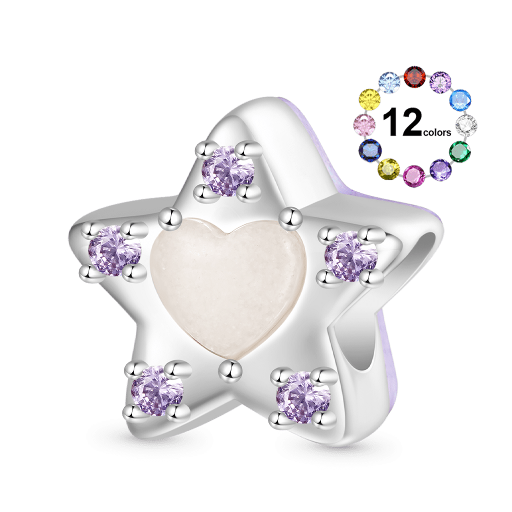 Gnoce Glow-in-the-Dark Star Smiley Face Birthstone Charm_2