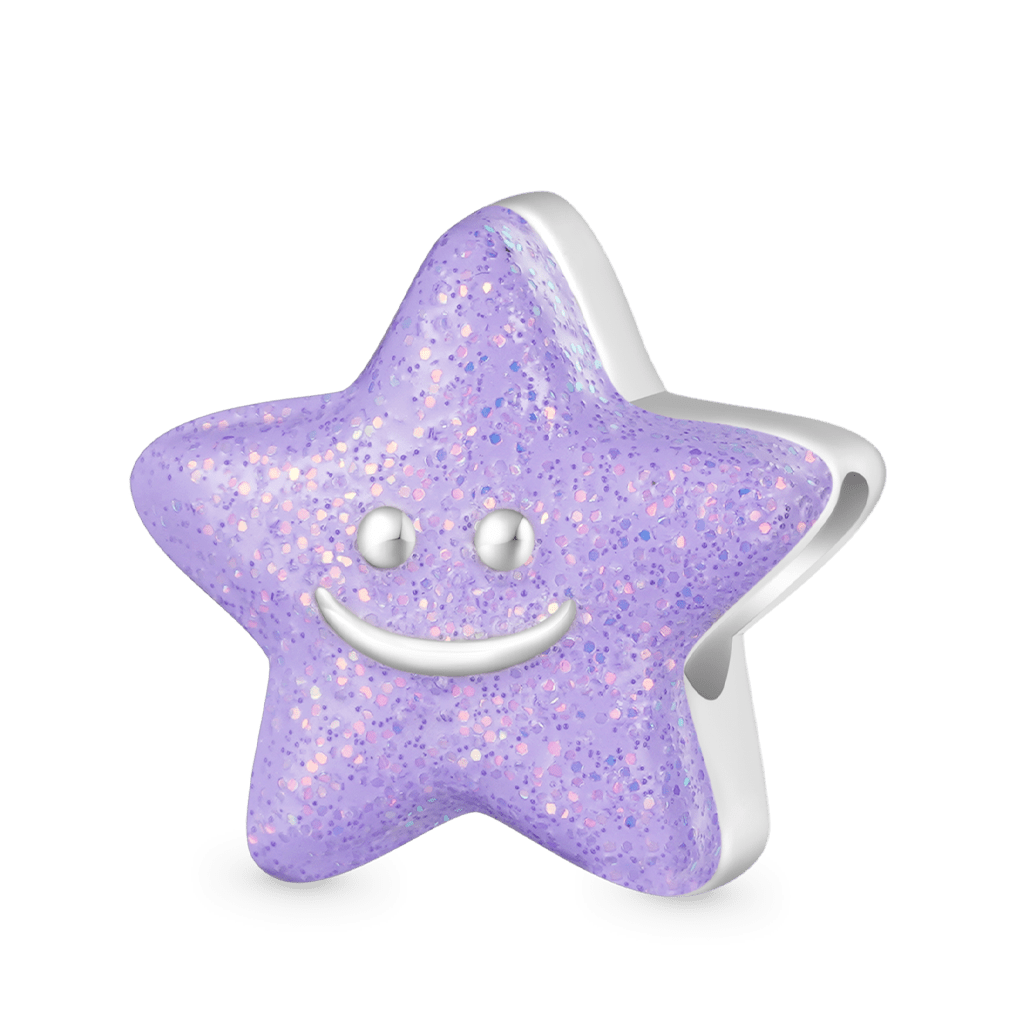 Gnoce Glow-in-the-Dark Star Smiley Face Birthstone Charm_3