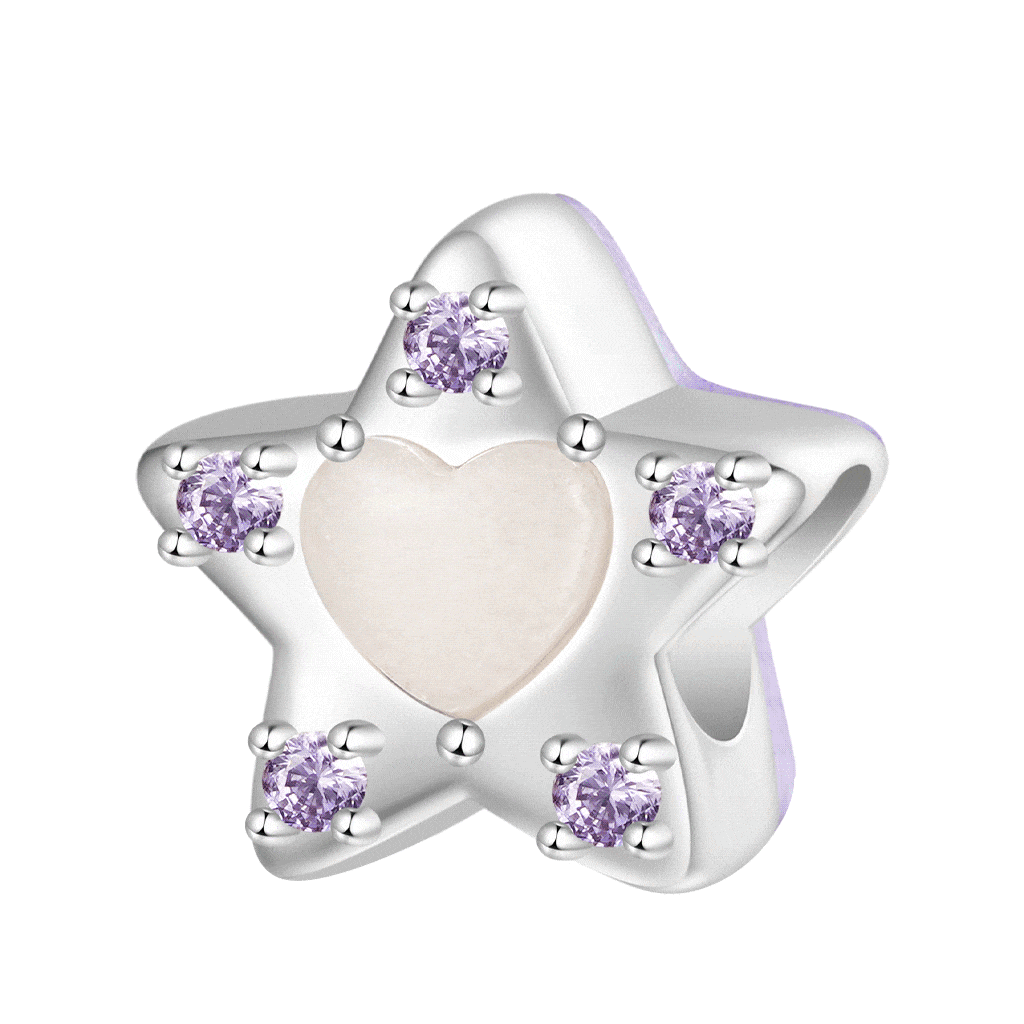 Gnoce Glow-in-the-Dark Star Smiley Face Birthstone Charm_1