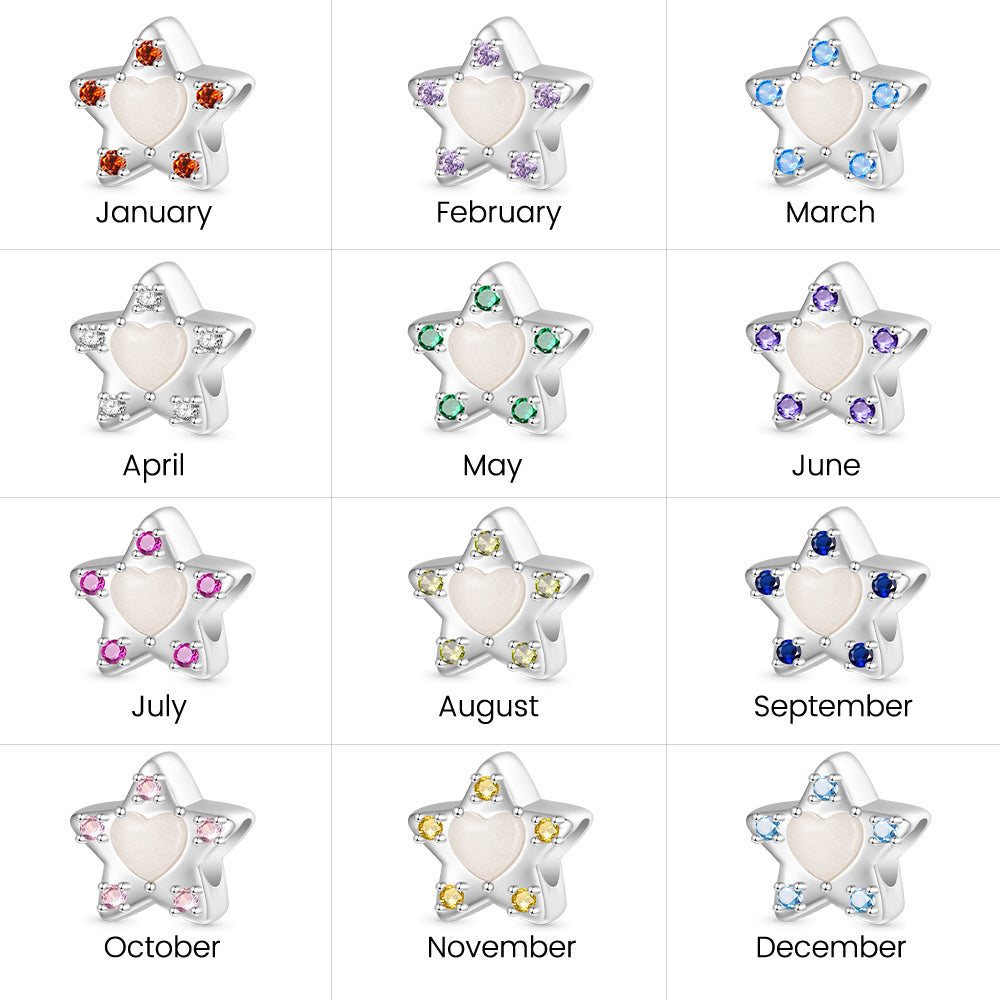 Gnoce Glow-in-the-Dark Star Smiley Face Birthstone Charm_6
