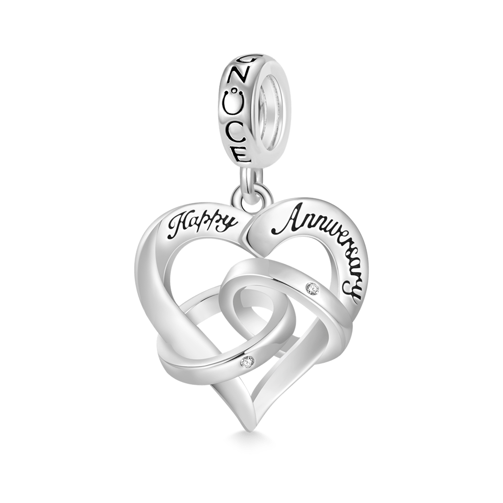 Gnoce Engravable Happy Anniversary Ring Heart Pendant Dangle Charm_1
