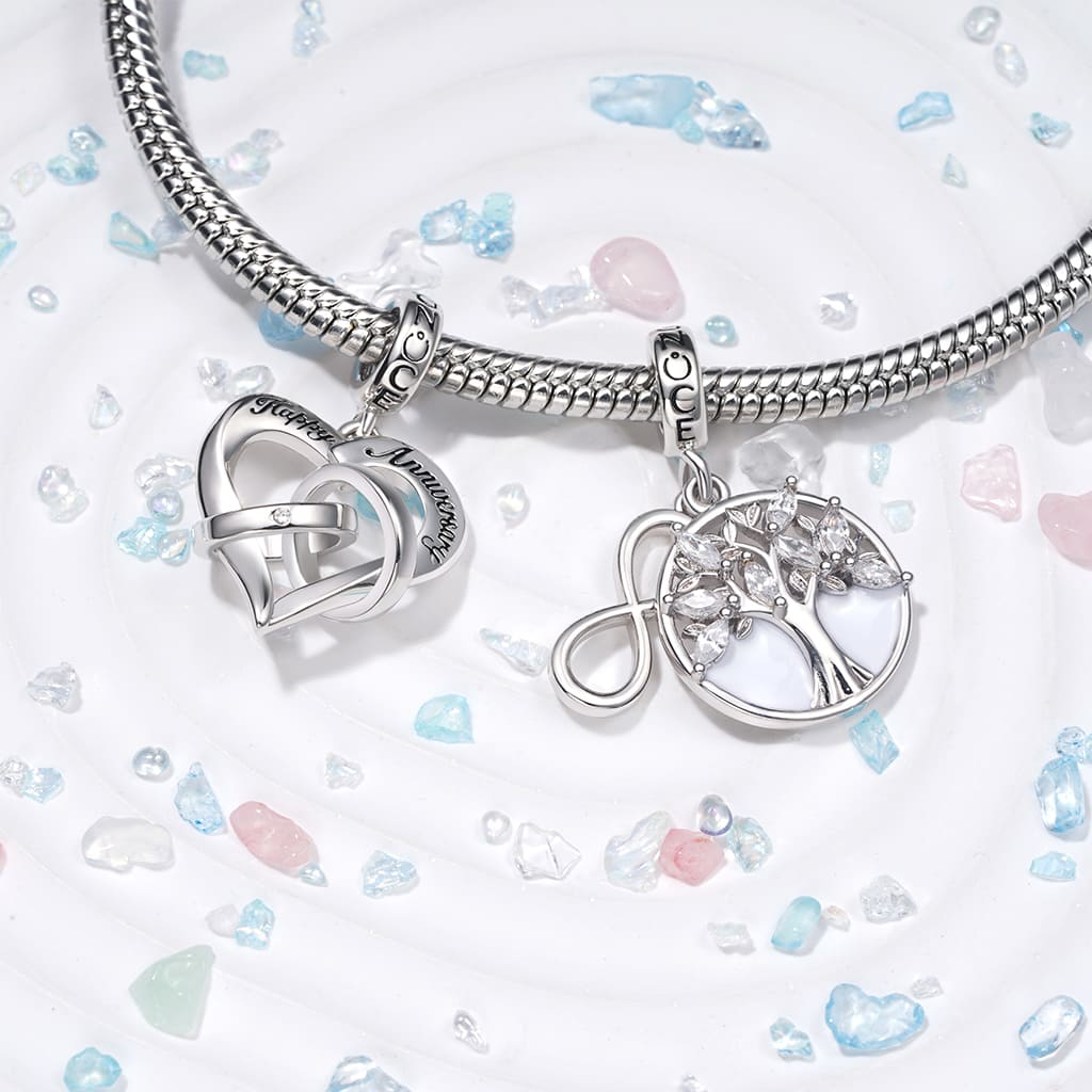 Gnoce Engravable Happy Anniversary Ring Heart Pendant Dangle Charm_4