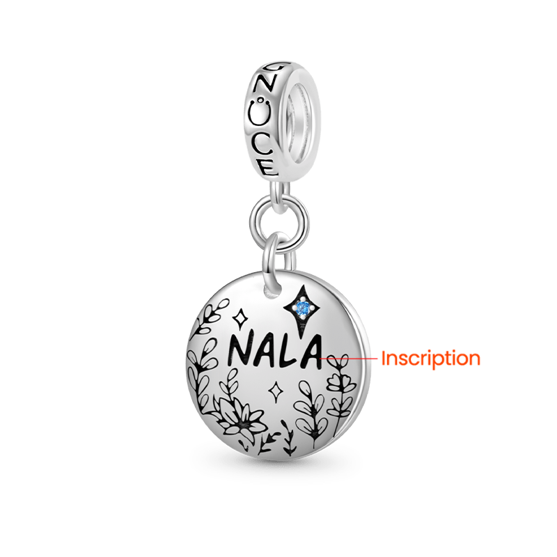 Gnoce Engravable Flowers Disk Pendant Dangle Charm_2