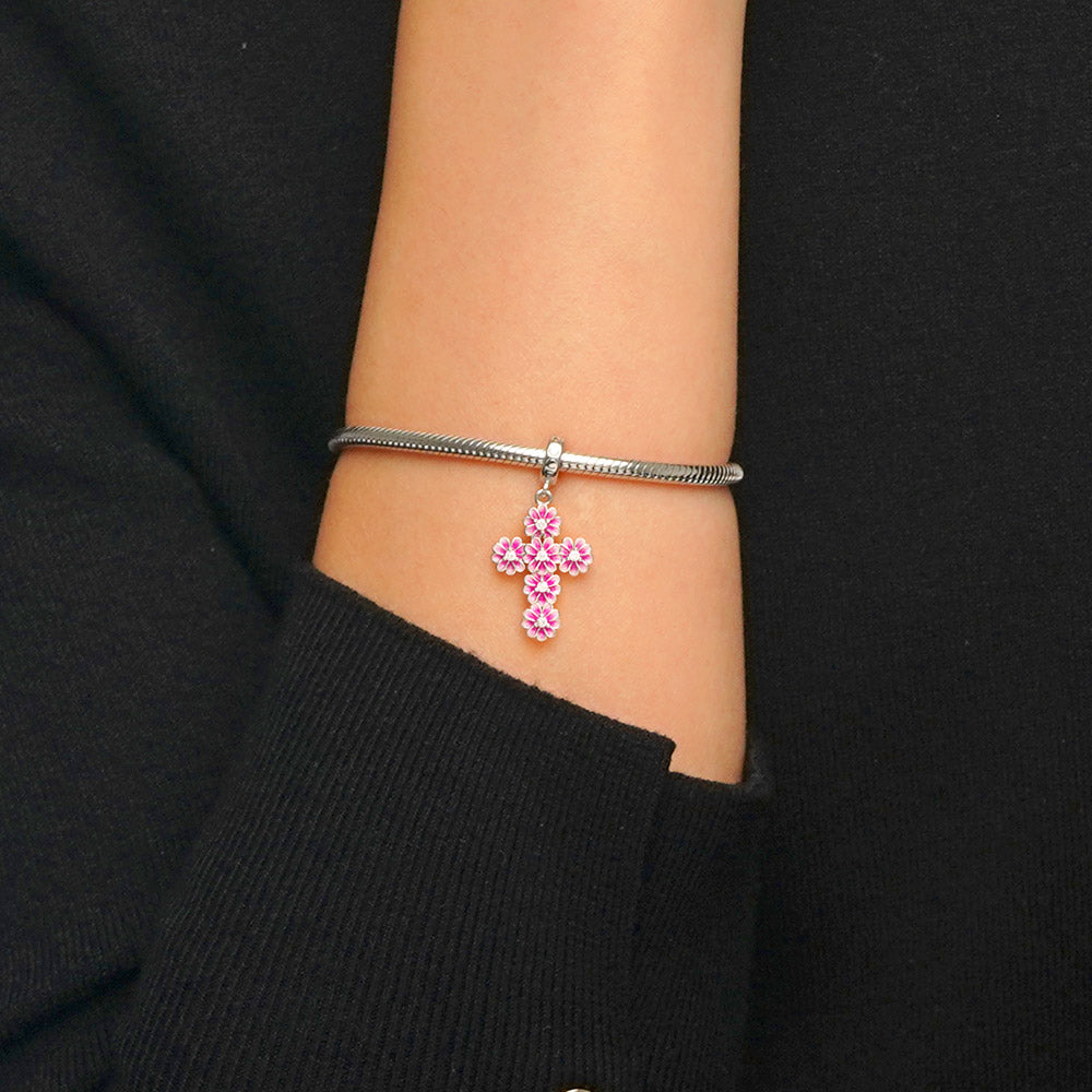 Gnoce Birthstone Daisy Cross Pendant Dangle Charm_6